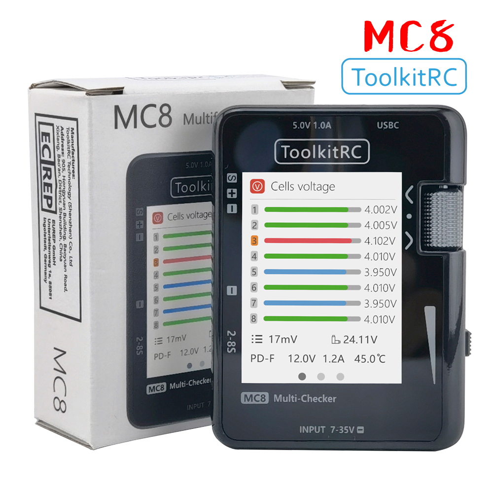 ToolkitRC MC8 SC100 Mini Size  - Drone Battery Voltage Checker avaliação e preço