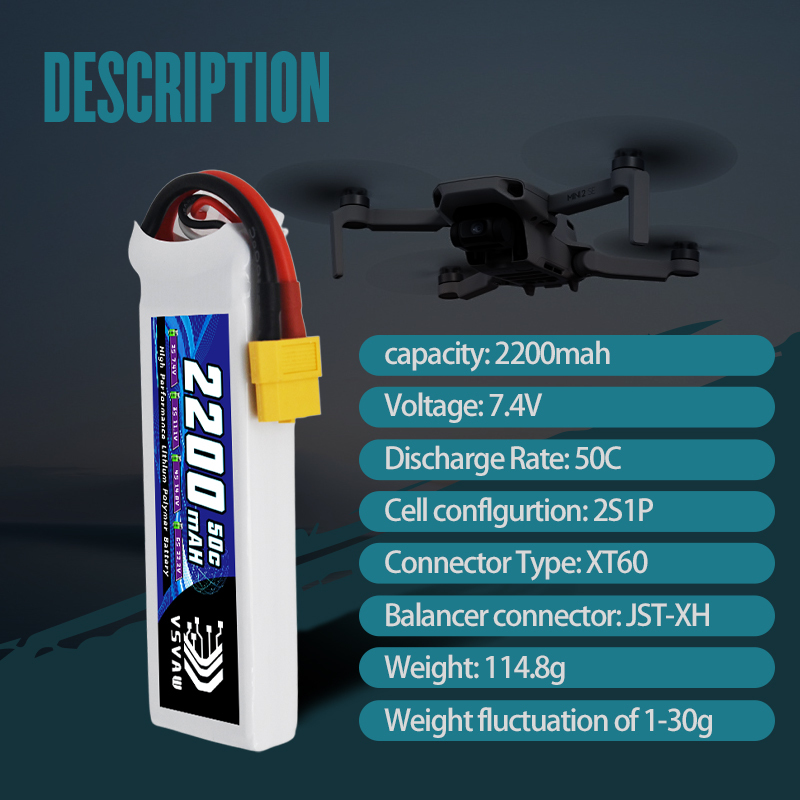 VSVAW 7.4V 2200mah 2S Drone Li - Drone Battery Plate avaliação e preço