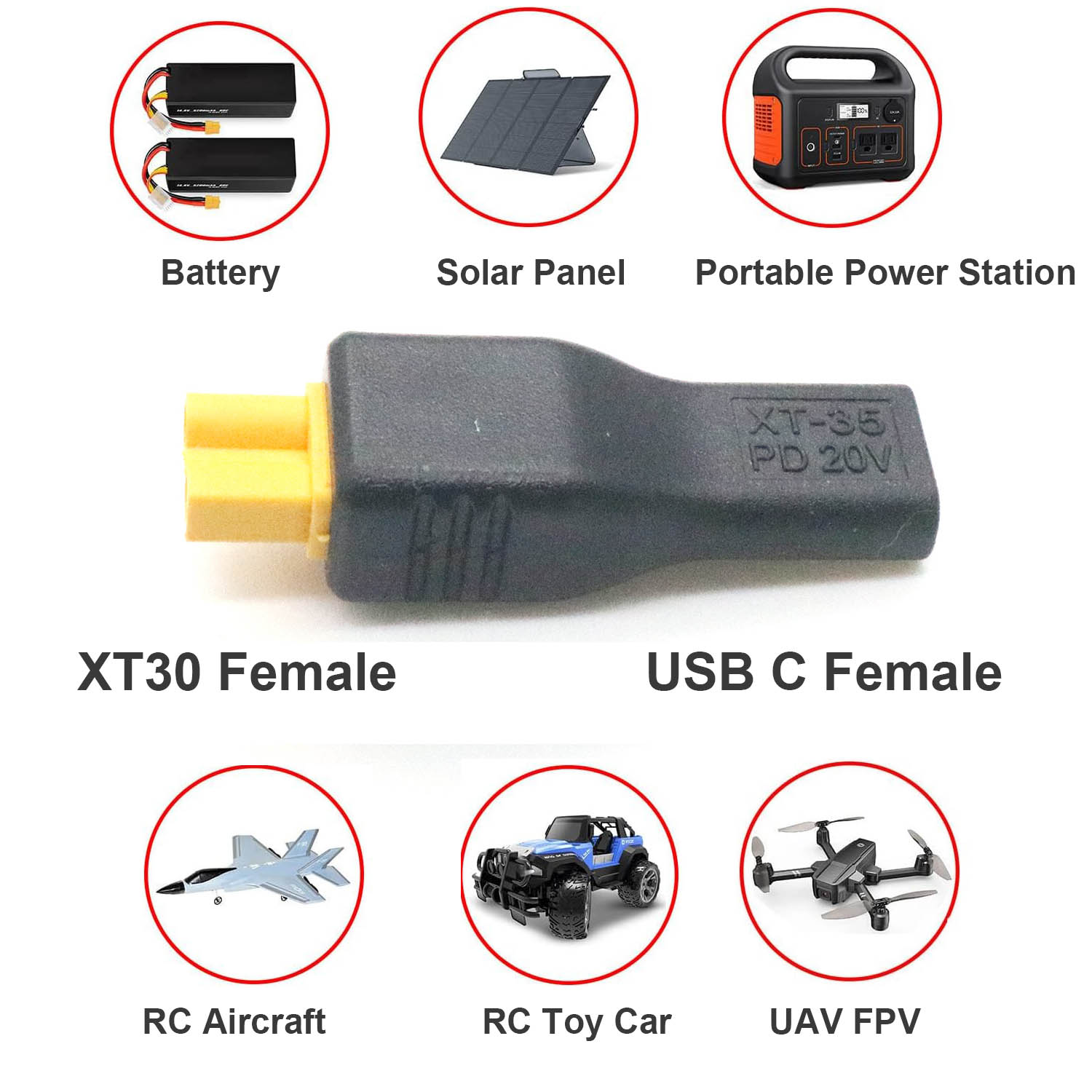1pc USB Type C Female Input to - Drone Battery Connector avaliação e preço