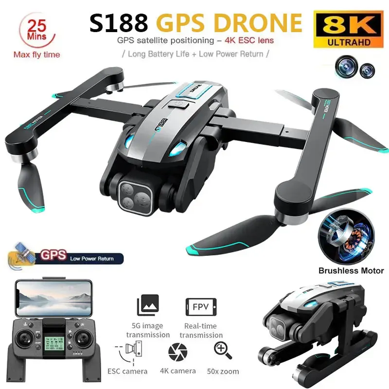 S188 Professional 8K GPS Drone - Drone Battery Li-Ion avaliação e preço