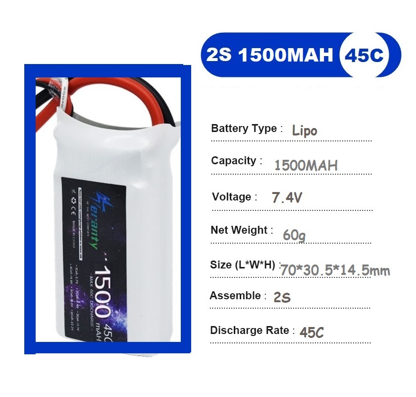 2PCS 7.4V Lipo 2S Battery 1500 - Drone Battery Lipo avaliação e preço