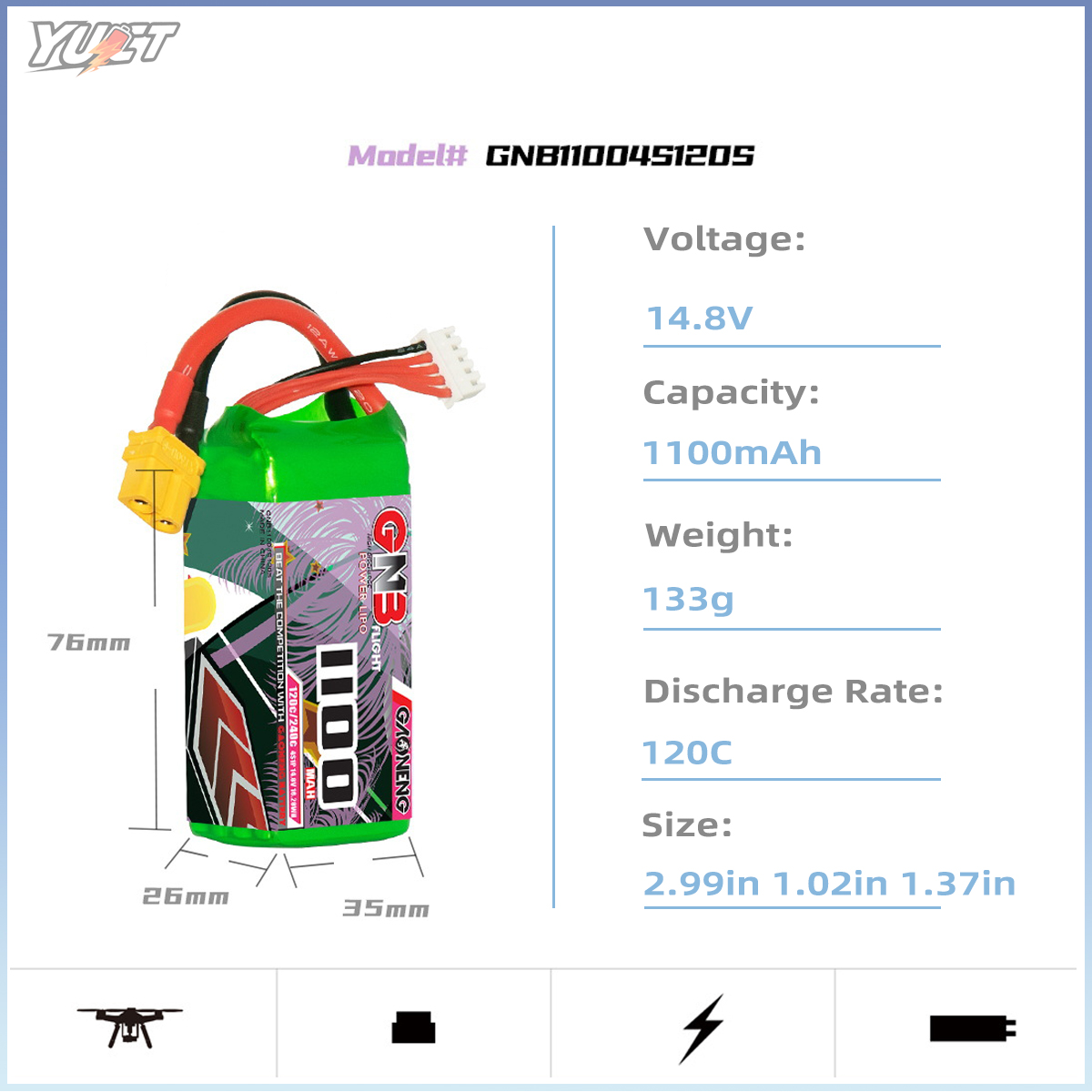 YUCT GNB 6S LiPo Battery 22.2V - Drone Battery 6S avaliação e preço