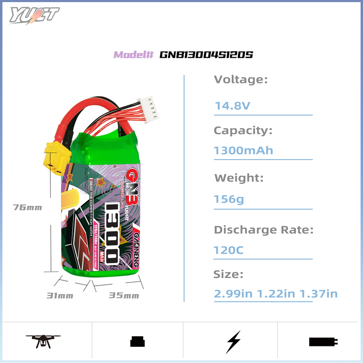 YUCT GNB 6S LiPo Battery 22.2V - Drone Battery 6S avaliação e preço